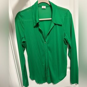 Green button up blouse